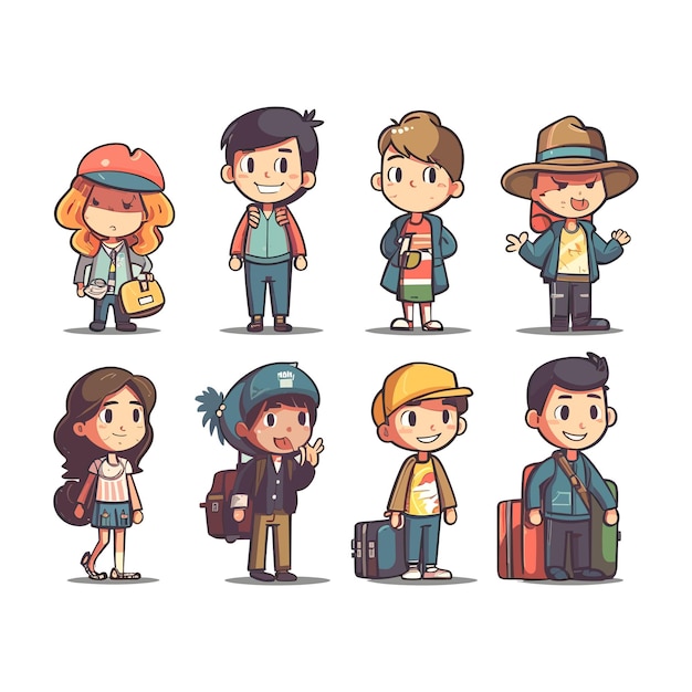 süße Charaktere, die reisen