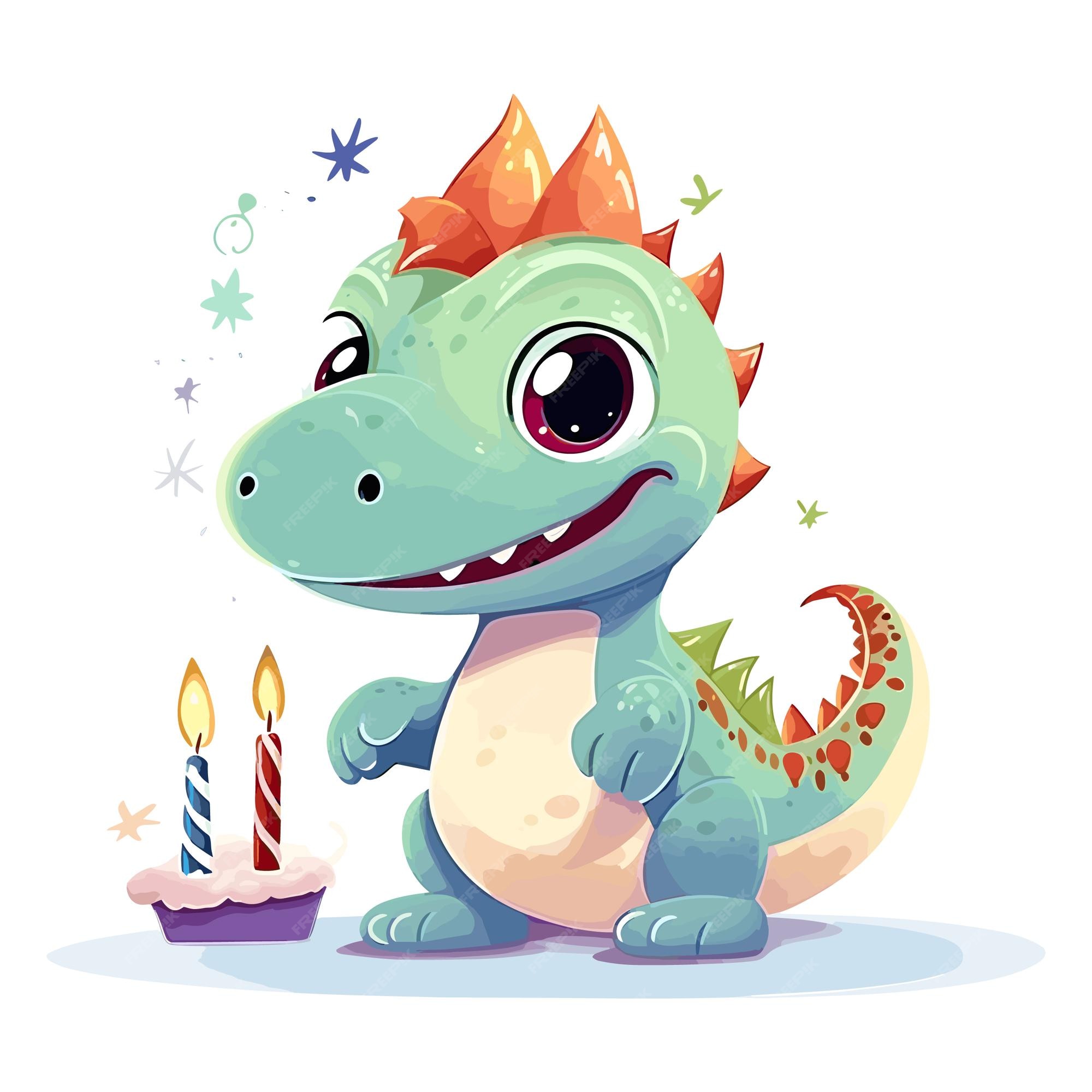 Süße DinosaurierGeburtstagsVektorIllustration Premium KI