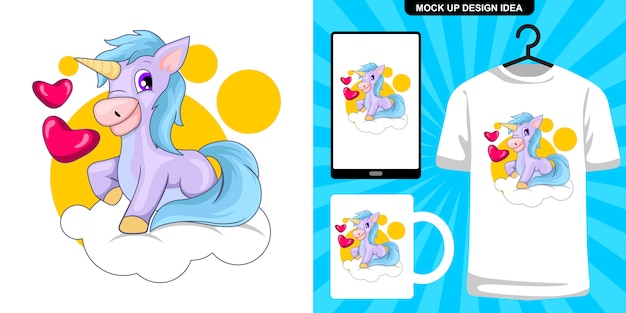 Süße einhorn illustration und merchandising