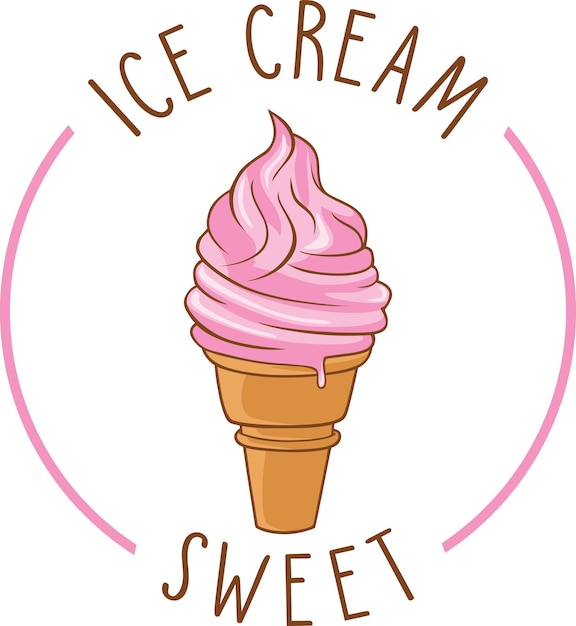 Süße eiscreme-logo-kreis-vektor-design-illustration