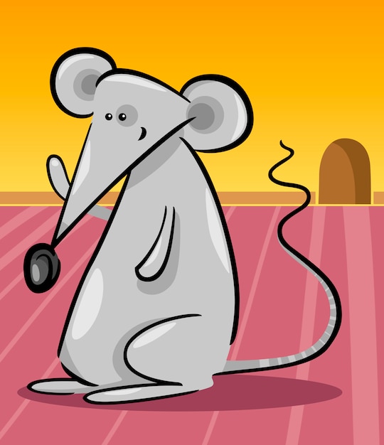 Süße graue maus cartoon-illustration