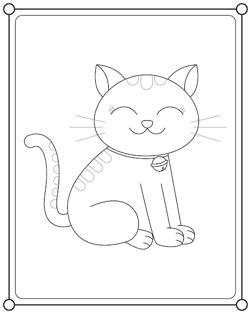 Süße Katze, geeignet für Malvorlagen für Kinder, Vektorgrafik