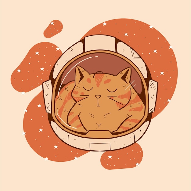 Vektor süße katze im astronautenhelm