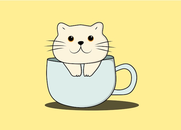 Vektor süße katze in der tasse