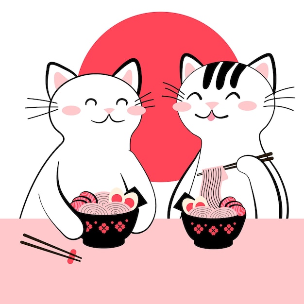 Süße katzen essen ramen