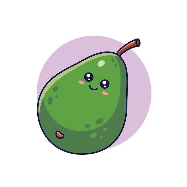 Süße Kawaii Avocado-Figur Vektor handgezeichnete Cartoon-Symbol-Illustration Avocado-Figur im Doodle-Stil