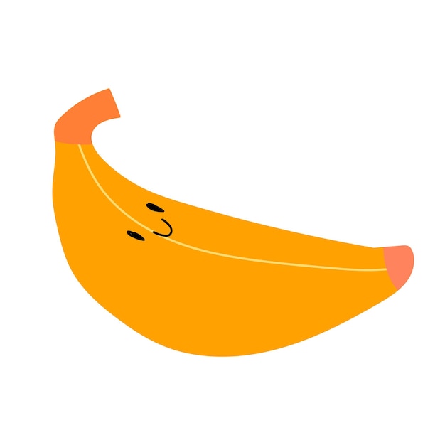 süße kawaii banane süße gelbe frucht mit einer gesichtsvorrat-vektorillustration lokalisiert auf einem weißen