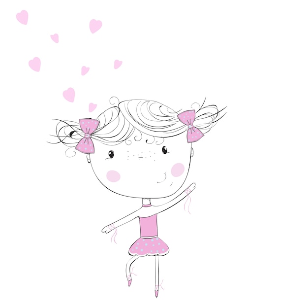 Süße kleine ballerina, doodle kindergarten illustration