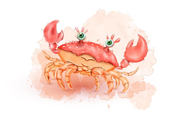 süße Krabben-Aquarell-Clipart-Illustration