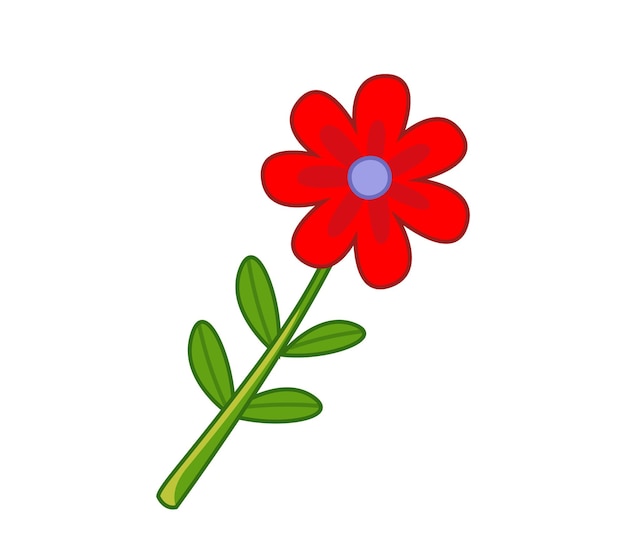 Vektor süße rote blume aster vektor-illustration in niedlichen cartoon kindlichen stil isolierte lustige cliparts