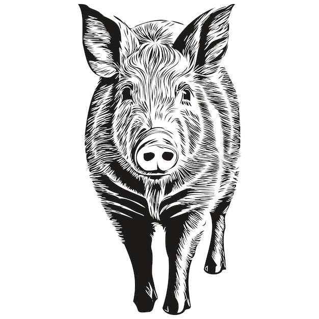Süße schwein auf weißem hintergrund hand zeichnen abbildung schwein