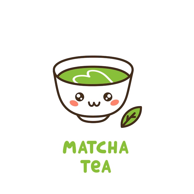 Süße tasse tee matcha matcha japanischer grüntee in pulverform