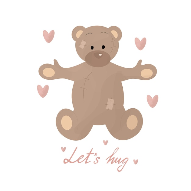 Süße Teddybären und Schriftzug lassen Sie uns umarmen
