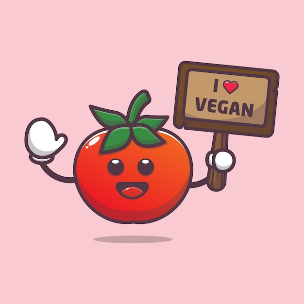 Vektor süße tomate mit liebe veganer gruß