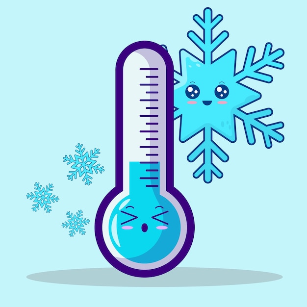 Vektor süße vektorillustration eines kalten thermometers