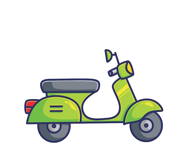 Vektor süße vespa motorrad moped grüne farbe. cartoon-objekt-konzept isolierte abbildung. flacher stil geeignet für sticker icon design premium logo vektor