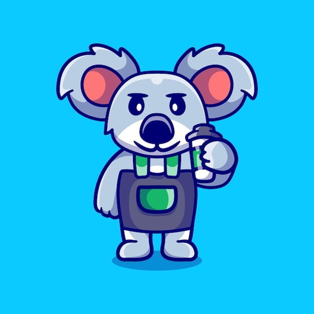 Süßer barista-koala mit kaffee