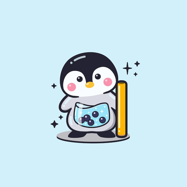 Süßer boba-pinguin