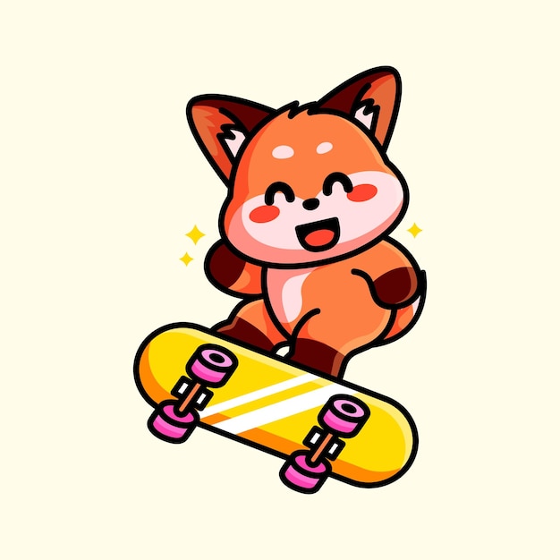 Süßer fuchs und skateboard