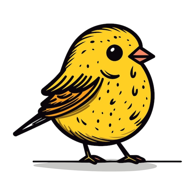 Vektor süßer kleiner gelber vogel steht auf seinen hinterbeinen vektorillustration
