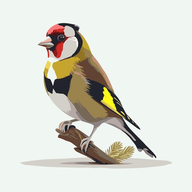 Vektor süßer vektor-goldfinch-vogel im zeichentrickfilm-stil