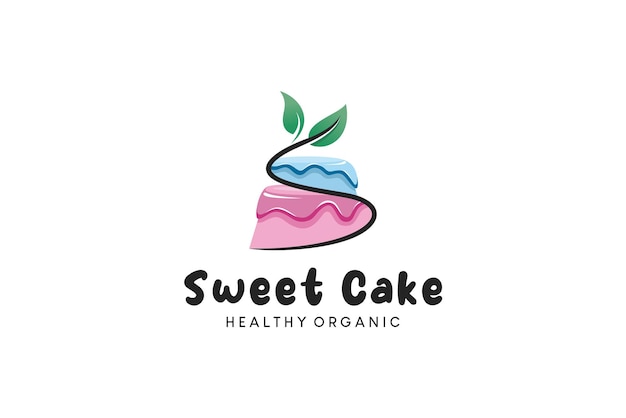 Süßes bio-kuchen-logo-design mit modernem s-buchstaben-konzept, bio-lebensmittelkuchen
