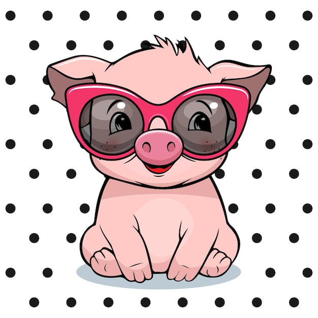 Süßes cooles babyschwein mit sonnenbrille