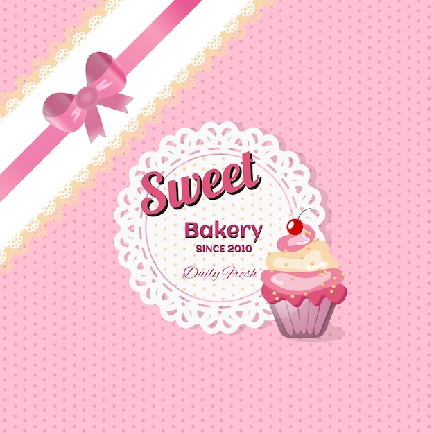 Süßes Cupcake-Poster im Spitzen-Vintage-Stil