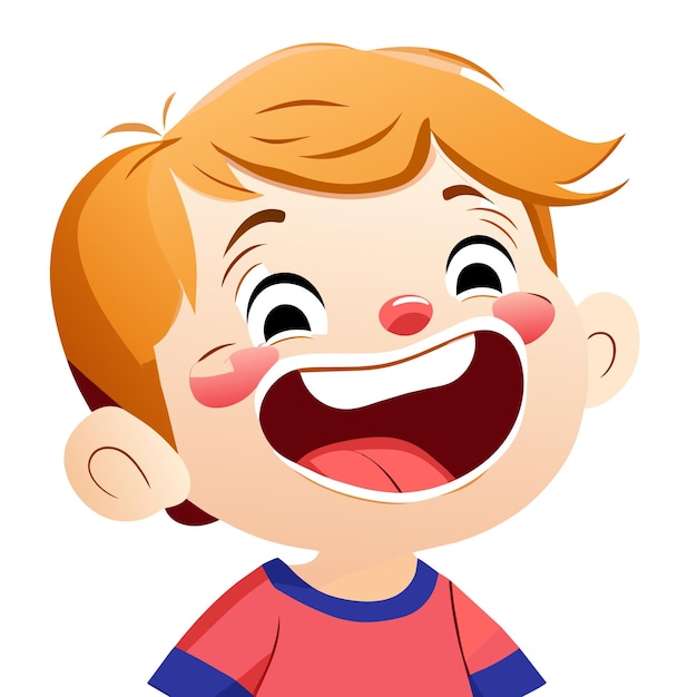 Vektor süßes fröhliches lächelndes kind handgezeichnetes flaches stilvolles cartoon-aufkleber-icon-konzept isolierte illustration