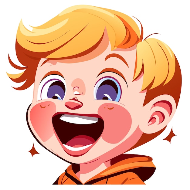 Süßes fröhliches lächelndes kind handgezeichnetes flaches stilvolles cartoon-aufkleber-icon-konzept isolierte illustration