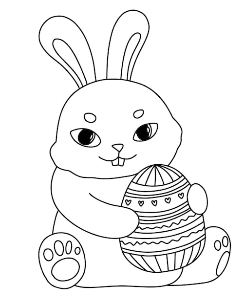 Süßes fröhliches Osterkarikatur-Kaninchen Malbuch-Tierhäschen mit Haustier-Ei