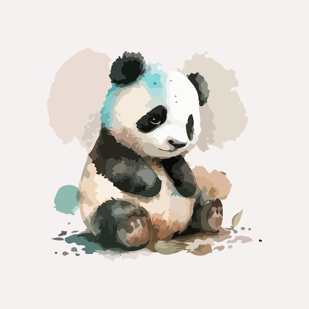 süßes gekritzel ein panda mit aquarellvektorillustration