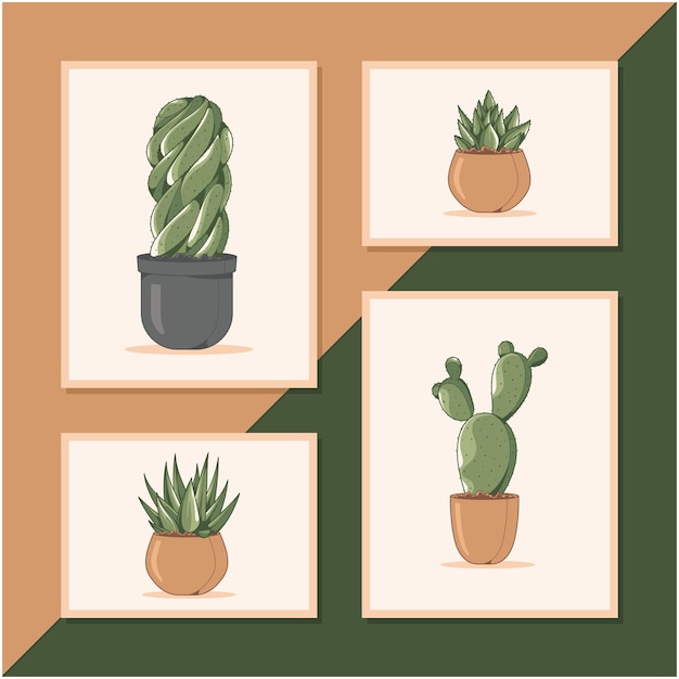 süßes Kaktus-Sammlungs-Poster-Design