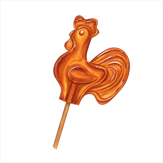 Süßes karamell-lollipops hahn auf stick lollipop in form von hahn hahn huhn