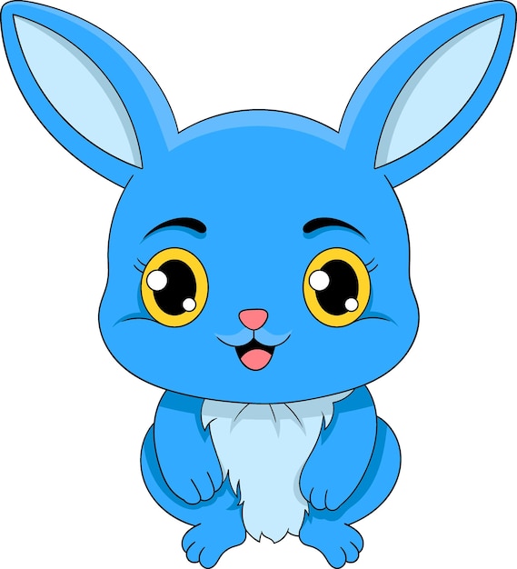 süßes lächelndes Gesicht blaues Kaninchen Zeichentrickfilm-Logo kreatives Bild