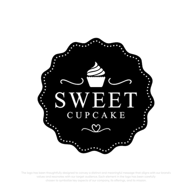 Süßes logo, süßes cupcake-logo, bäckerei-logo, vektor-logo-tempel