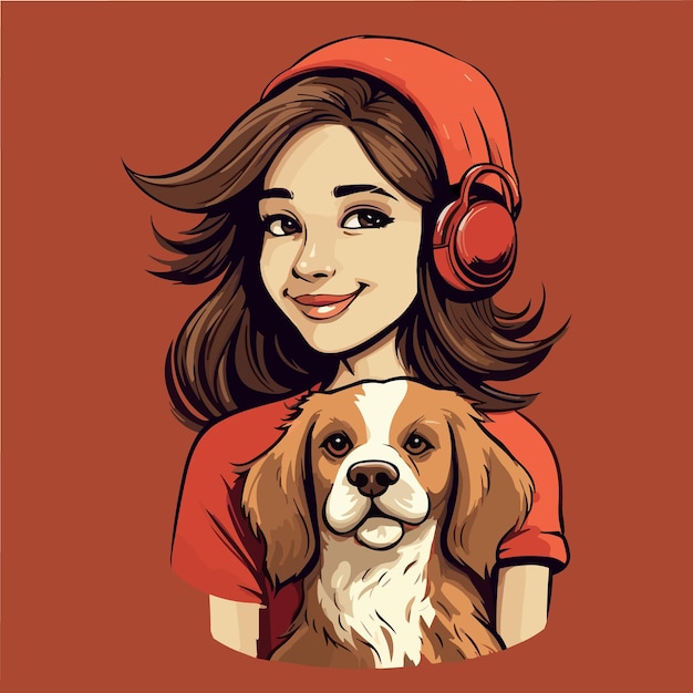 süßes Mädchenporträt mit ihrem Hund