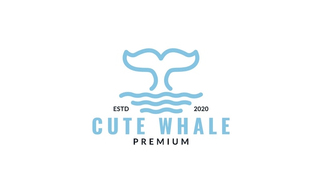 Süßes meerwasser-logo-design mit walschwanzlinie