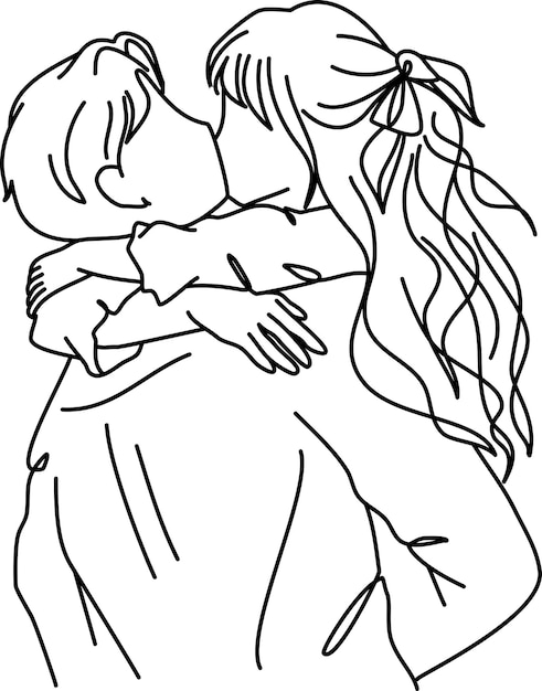 süßes Paar Linienkunst Handzeichnung Illustration