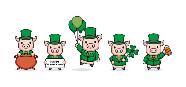 Süßes schwein mit st. patrick's day kostüm