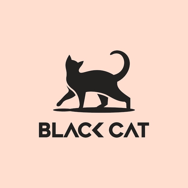 Süßes silhouette-logo der schwarzen katze