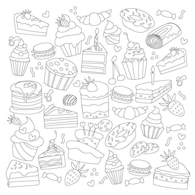 Süßigkeiten Vektor-Illustrations-Set Dekadente Desserts-Sammlung