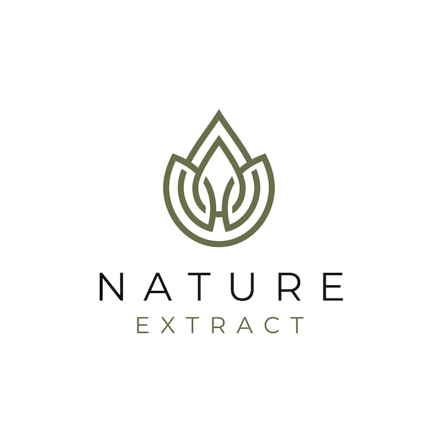 Süßwassertropfen oder Tröpfchen mit Magnolien-Tulpenblume für Naturschönheitsextrakt-Öl-Logo-Design