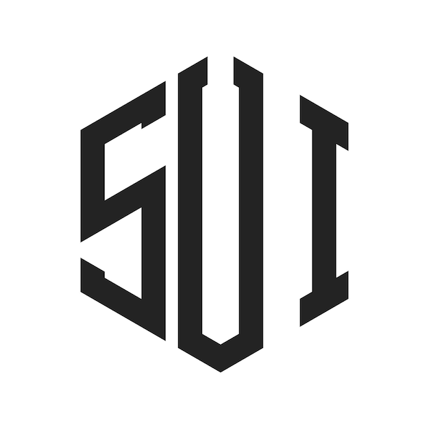 SUI-Logo-Design Anfangsbuchstaben SUI-Monogramm-Logo in sechseckiger Form