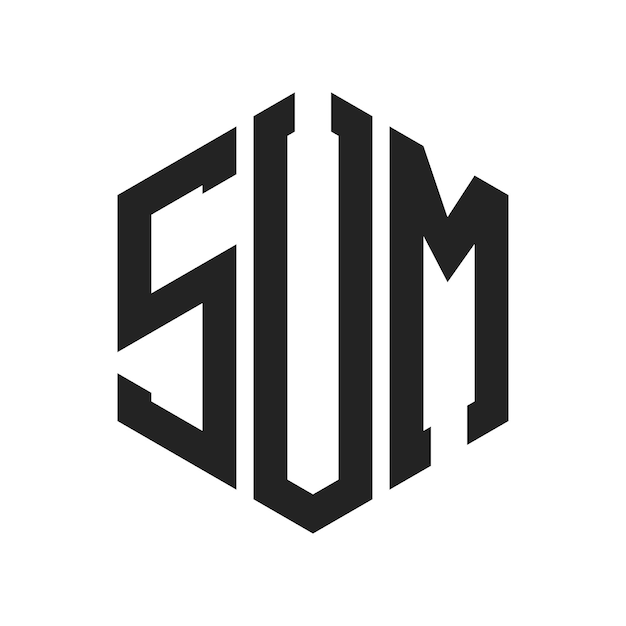 SUM-Logo-Design Anfangsbuchstaben SUM-Monogramm-Logo in sechseckiger Form
