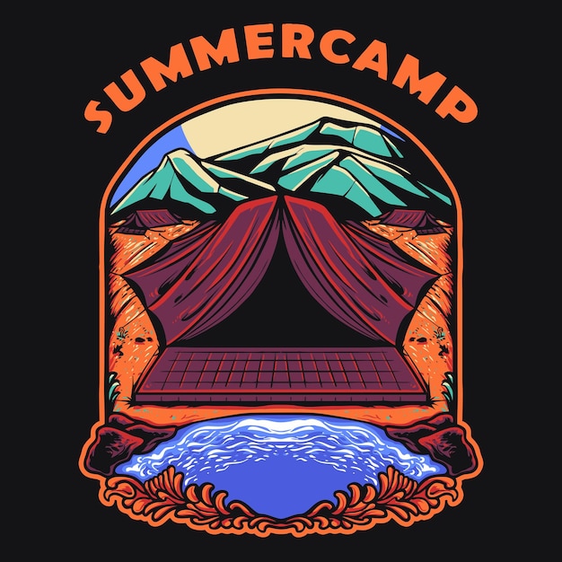 Summer camp retro-vektor-illustration
