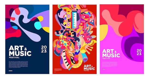 Summer colorful art and music festival poster und cover-vorlage 2023