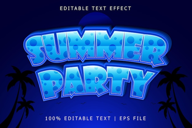 Summer party editable text effect 3 dimension emboss modern style