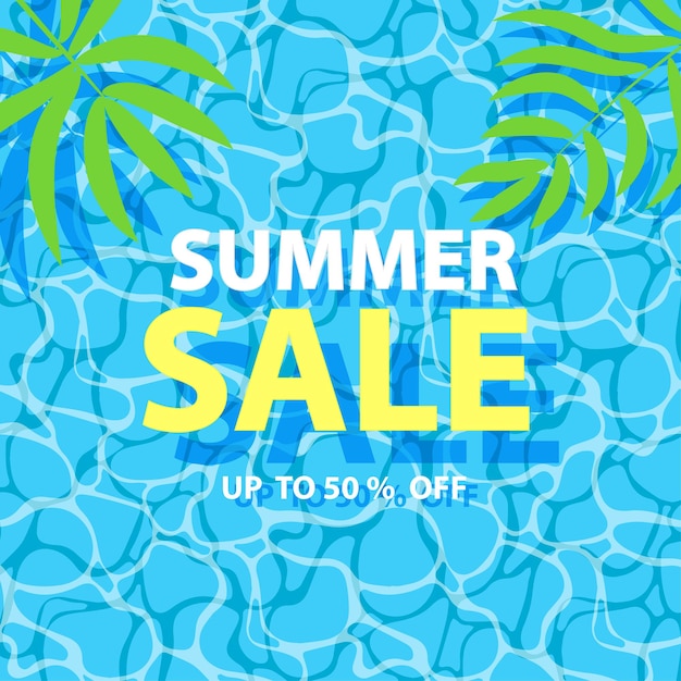 Summer Sale Banner auf dem Wasser Hintergrund Vektor