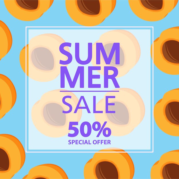 Summer sale banner. bietet einen rabatt von 50%.